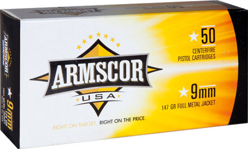 ARMSCOR 9mm Luger 147 Grain FMJ Ammunition - Made in USA