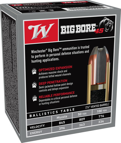 Winchester Ammunition Big Bore .45 Long Colt Jacketed Hollow Point - 250 Grains