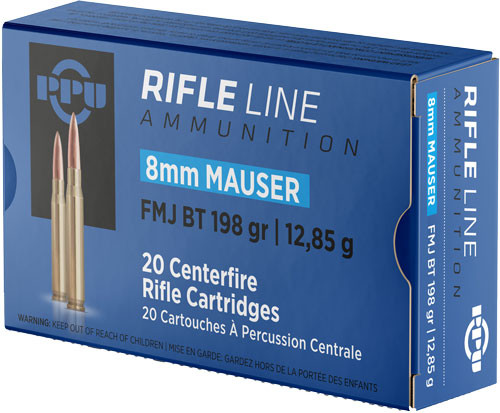 Ppu PPU 8mm Mauser 198 Grain FMJ Ammunition - Reloadable Full Metal Jacketed Bullets
