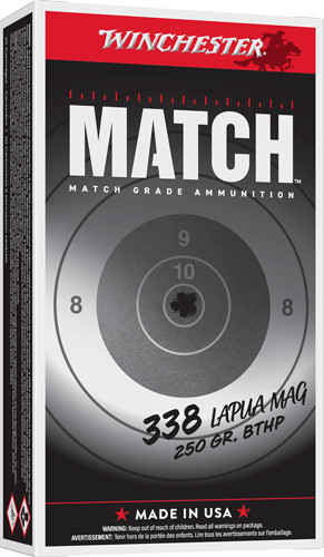 Winchester Supreme .338 Lapua Magnum 250 Grain Match-Style Hollow Point Ammunition