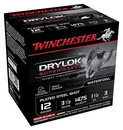 Winchester Ammunition Drylok 12 Gauge 3.5-Inch Shotgun Shells - 1-1/2 Ounce #3 Shot, 1475 FPS, 25 Rounds per Box