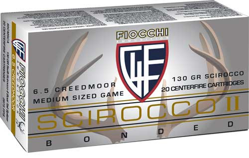 Fiocchi 6.5 Creedmoor 130 Grain Scirocco II Jacketed Soft Point Ammunition - Reloadable, 20 Rounds per Box