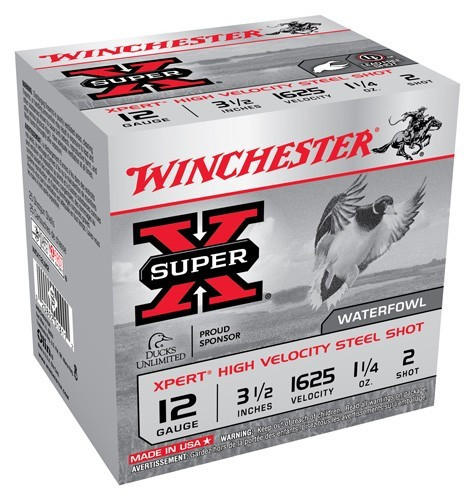 Winchester Ammunition Xpert Steel 12 Gauge 3.5 Inch Shells – 1625 FPS, #2 Shot, 1-1/4 oz, 25 Rounds per Box