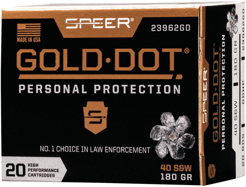 Speer Gold Dot 40 S&W 180 Grain Jacketed Hollow Point Ammunition