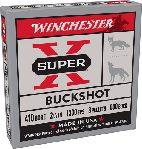 Winchester Ammunition Super-X 410 Gauge 2.5-Inch Shotgun Shells, 000 Buckshot, 1300 FPS, 5-Pack