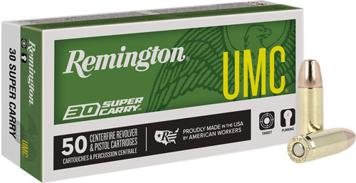 Remington UMC 30 Super Carry Ammunition - 100 Grain Full Metal Jacketed Bullets, Reloadable, 50 Rounds per Box