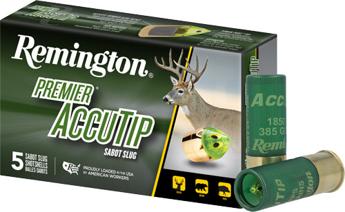Remington Premier 12 Gauge 2.75-Inch Slug Ammunition, 385 Grain, 1850 FPS – 5 Rounds per Box