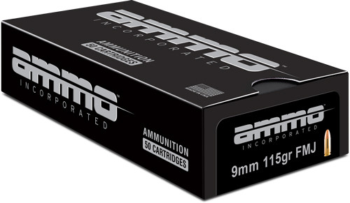 AMMO INC 9mm Luger 115 Grain TMC Full Metal Jacketed Ammunition - Part #9115TMC-A50