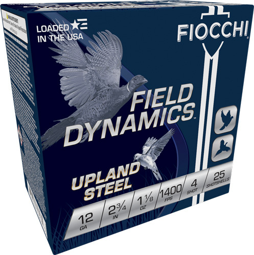 Fiocchi Steel 12 Gauge 2-3/4 inch Shotgun Shells - Non-Toxic #4 Shot, 1400 FPS