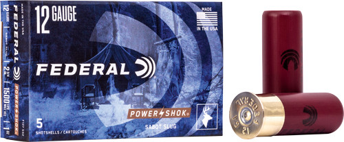 Federal Power Shok 12 Gauge 2.75-Inch Lead Slug Ammunition - 5 Rounds per Box