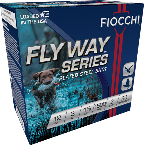 Fiocchi Flyway 12 Gauge 3-inch Shotgun Shells - Non-Toxic #2 Shot, 1-1/8 Ounce, 1500 FPS, 25 Rounds per Box