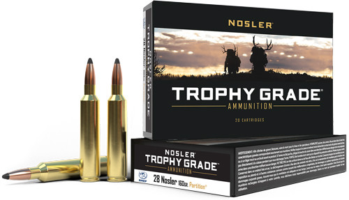 Nosler Trophy Grade 28 Nosler Polymer Tipped Bullets - 160 Grains, Loaded Ammunition