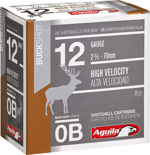 Aguila 1C1200BA 12 Gauge 2.75-Inch Buckshot Shotshells, 25 Rounds per Box