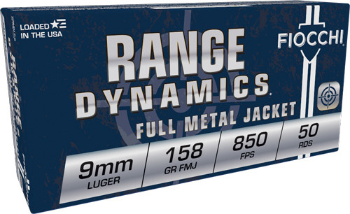 Fiocchi 9mm Luger 158 Grain FMJ Ammunition - Reloadable, Subsonic, 50 Rounds