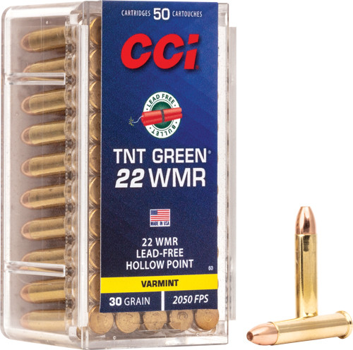 CCI TNT Green 22 Winchester Magnum Lead-Free 30 Grain Hollow Point Ammunition