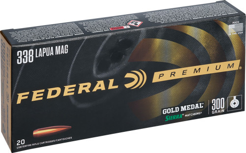 Federal Gold Medal 338 Lapua Magnum MatchKing 300 Grain JHP Ammunition