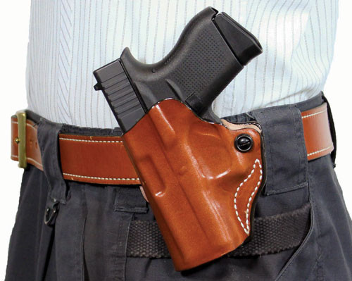 DeSantis Mini Scabbard Holster for SIG Sauer P365 - Black Leather Belt Slide