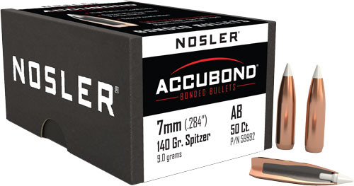 Nosler Bullets 7mm .284 caliber 140 Grain AccuBond Spitzer Boat Tail Bullets (50 Rounds per Box)
