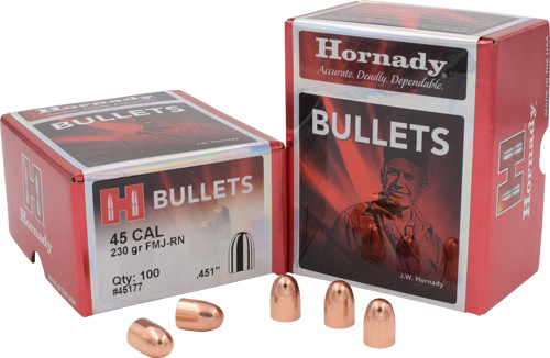 Hornady .45 Caliber .451 FMJ Round Nose Bullets (Part No. 45177)
