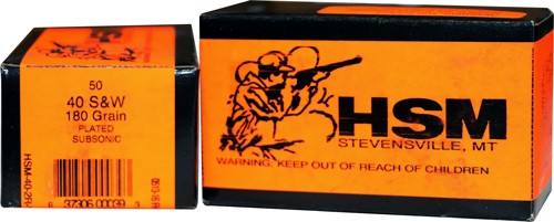 HSM Ammo Subsonic .40 S&W 180 Grain Flat Nose Lead Bullet, 50 Rounds per Box