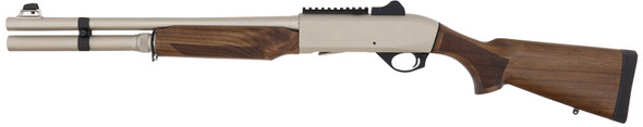 Military Armament Corp MAC 2 Tactical Marine 12 Gauge Semi-Auto Shotgun with Nickel Finish and Hardwood Stock