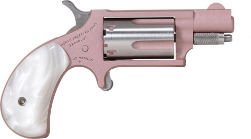 North American Arms NAA-22MS-Rose Mini Revolver in 22 Magnum with Pearl Grips and Pink Frame