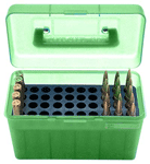 MTM Deluxe Ammo Box 50-Rounds H50RM for Rifle Ammunition, Green Plastic Storage Container