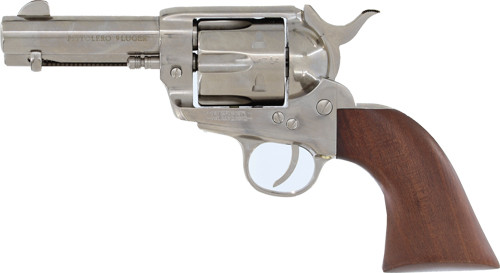 Cimarron Pistolero 9mm Single Action Revolver with Nickel Finish and Wood Grips