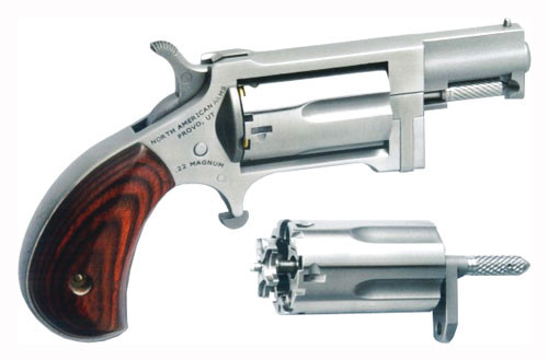North American Arms NAA Sidewinder .22LR/.22WMR Revolver with Stainless Finish and Rosewood Grips