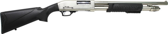 Iver Johnson Pump 12 Gauge Shotgun with 18-Inch Barrel and Nickel Finish (Part Number: PAS12 Satin)