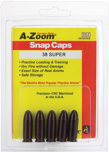 A-ZOOM Metal Snap Cap for .38 Super - Safe Handling & Dry Fire Practice Dummy
