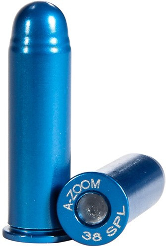 A-ZOOM Metal Snap Cap Blue for .38 Special - Precision Aluminum Dummy Rounds (12 Pack)