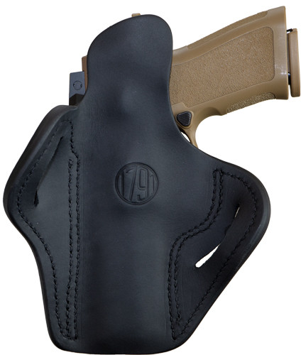 1791 Gunleather BH2.4 Belt Outside Waistband Holster for Ruger Security 9 – Black Leather with American Steel Clip
