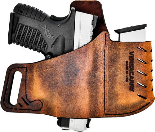 VersaCarry Commander OWB Belt Slide Holster with FlexVent for Sub-Compact Autos, Right Hand, Brown