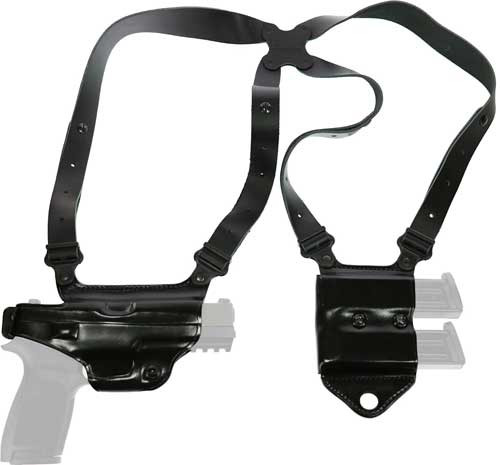 Galco Miami Shoulder System for SIG P250/320 - Black Leather Shoulder Holster with Mag Carrier