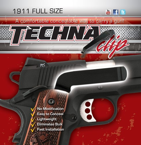 Techna Clips Colt 1911 & Commander Right Side Belt Clip - High Carbon Spring Steel