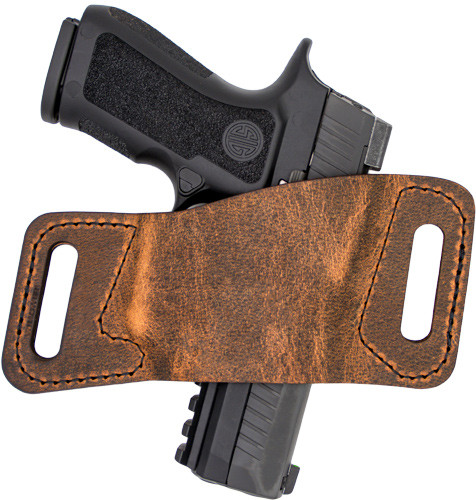 VersaCarry Rapid Slide S1 OWB Belt Slide Holster for Full-Size Handguns, Distressed Brown Leather, Ambidextrous Design