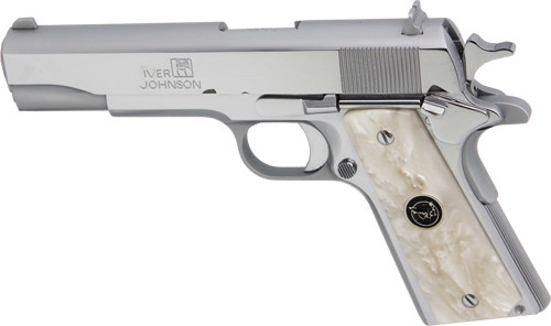 Iver Johnson 1911A1 .45 ACP Semi-Auto Pistol with Chrome Finish and 5-Inch Barrel