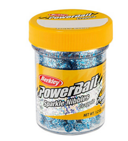 Berkley Berk Sparkle Crappie Nibbles Blue Ice 1.5 oz - Effective Crappie Bait