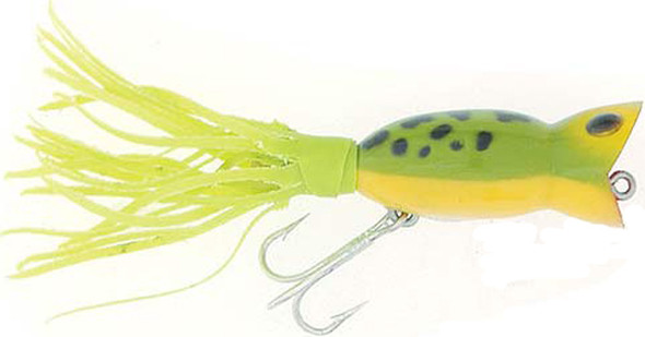 Arbogast G760-07 Hula Popper 2-Inch Frog/Yellow Belly Lure