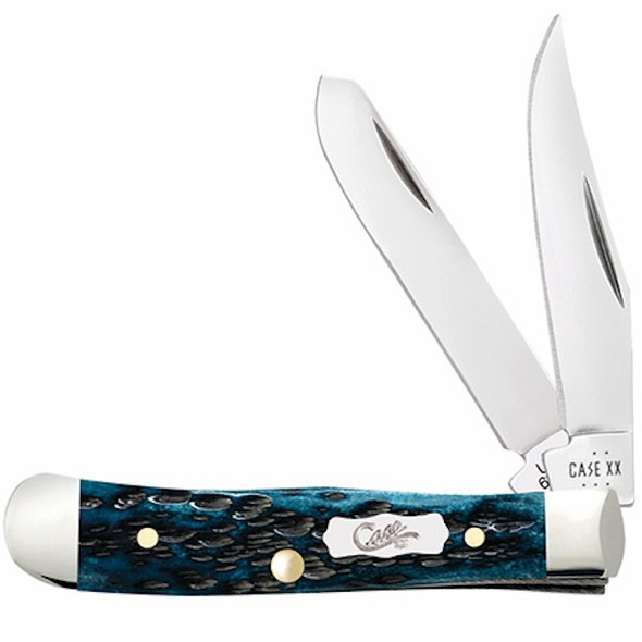 CASE Cutlery T Trapper 2-Blade Pocket Knife, 2 3/8 Inch Blade, Medium Blue Handle