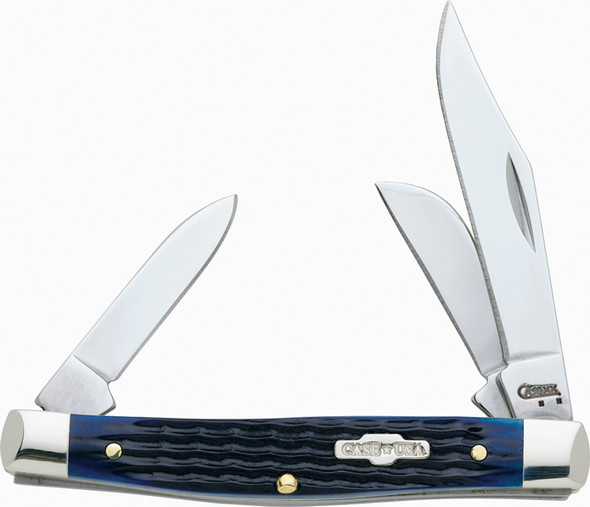 Case Cutlery Medium Stockman 3-Blade Pocket Knife with Blue Bone Handle (Part No. 02806)