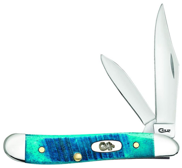 Case Cutlery Peanut 2-Blade Pocket Knife in Caribbean Blue Bone — Part Number 25596