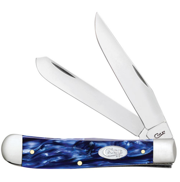 Case Cutlery Trapper Pocket Knife 4 1/8 inch Blue Pearl Handle - Part #23431