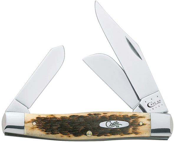 CASE Cutlery Large Stockman 3-Blade Pocket Knife with Amber Bone Handles - Part #00204