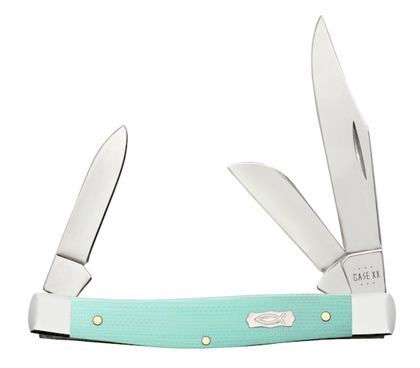 Case Cutlery 18102 3-1/4 Inch Seafoam Green G-10 Medium Stockman Pocket Knife