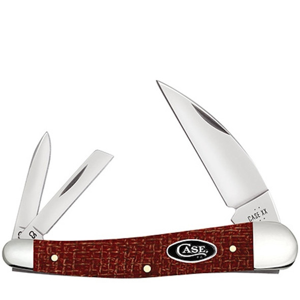CASE Cutlery Seahrs Whtlr 3-Blade 4-Inch Drop Point Red Burlap Micarta Handle