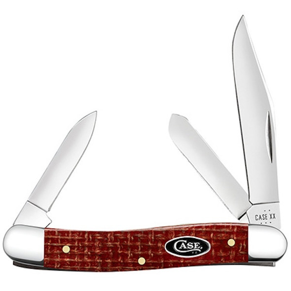 CASE Cutlery M StkMN 3-Blade 3 5/8 Inch Drop Point with Red Burlap Micarta Handle