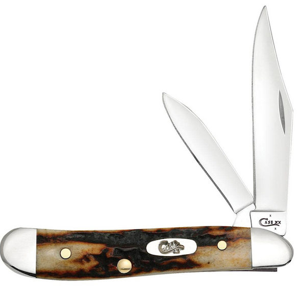 CASE Cutlery Peanut 2-Blade Pocket Knife with Red Stag Handle, Part Number 09443