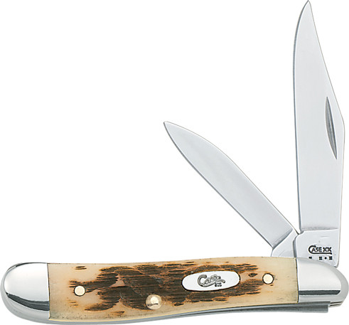 Case Cutlery P-Nut 2-Blade Pocket Knife with Amber Bone Handles - Part #00045